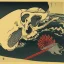 Placeholder: Knive in Skull in water smoking by Hokusai