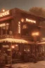 Placeholder: A sepia (((retro coffee house))), with vibrant colors, featuring a and a that exudes an era of youthful rebellion and iconic style