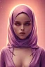 Placeholder: mø, high light ,purple tones, hijab, covered body, 8k resolution