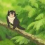 Placeholder: Monkey Cat on a branch, Photo portrait, 3/4 angle, jungle background, full body