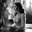 Placeholder: I could feel hot flames of fire roaring at my back As she disappeared, but soon she returned In her hand was a bottle of wine In the other, a glass She poured some of the wine from the bottle into the glass And raised it to her lips And just before she drank it She said