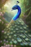 Placeholder: beautiful peacock, jungle, mystical, dreamlike, Neo-Impressionism, fine detail, high quality, raining, rain droplets, beautiful colors,