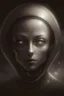 Placeholder: Matte finish, Concept art, Hyper Realistic Sketch, Art style of Anna Nikonova, Minimalist masterpiece, Extraterrestial cosmic being, Dark outlines, Eyes in Sharp Focus, Matte tones, Portrait, Sharp, Background out of focus, Sepia Tones or Grayscale