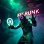 Placeholder: An "KUKRUNK" performing at dance club, his name is "KUKRUNK" and looks crazy, and pushes things on stage, Neon lights and smog, "KUKRUNK" SIGN ON WALL