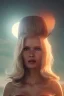 Placeholder: Ultra Realistic retro sci-fi scene, waist up view portrait, blonde woman, sweet young Claudia Schiffer face, perfect iris, glow eyes, makeup. Saturn background, Retro sci-fi style, helmet, tight latex coat, fog, rain, soft color, highly detailed, unreal engine 5, ray tracing, RTX, lumen lighting, ultra detail, volumetric lighting, 3d, finely drawn, high definition, high resolution.