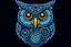 Placeholder: Portrait of an owl, steampunk, indigo blue, colorful, illustration, highly detailed, simple, smooth, and clean vector, no jagged lines, vector art, smooth, made all with grey colored gears inspired by future technology