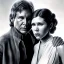 Placeholder: old carrie fisher embracing harrison ford in star wars, waist up portrait, photorealistic faces, intricate, oil on canvas, masterpiece, expert, insanely detailed, 4k resolution, cinematic smooth, intricate detail , soft smooth lighting, soft pastel colors,