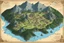 Placeholder: A World Map, by Terry Pratchett, in the style of RPG maps (with small trees and mountains)