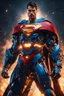 Placeholder: Superman in a robot transformer, super suit with spikes on his arms and shoulders, explode, hdr, (intricate details, hyperdetailed:1.16), piercing look, cinematic, intense, cinematic composition, cinematic lighting, color grading, focused, (dark background:1.1) by. Addie digi