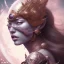 Placeholder: sango fantasy, fantasy magic, intricate, sharp focus, illustration, highly detailed, digital painting, concept art, matte, artgerm and paul lewin and kehinde wiley, masterpiece sexy lips Asian lady body Papu New Guina purple silver space lady space blood moon sun galaxy