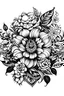 Placeholder: Floral bomb tattoo design black and white American traditional style