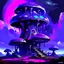 Placeholder: A fantabulous black, blue and purple (((mushroom tower house))) erected atop a (geologic pillar), surrounded by the uncanny imaginative ((( swirling skies))), offset by the stark hues of a (neon-tinged nebulous space scape), within. captured by the hand a skilled master painter with a focus on (softly blurred compositions and voluminous lighting).