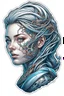 Placeholder: a sticker with a drawing of a woman's face, cyberpunk art, inspired by Marco Mazzoni, Artstation, fantasy art, fractal veins. cyborg, in the style dan mumford artwork, girl with plaits, beautiful detailed body and face