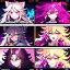 Placeholder: Clear focus, 8k, beautiful lighting, vibrant colors, cat girl, pink long hair, vibrant golden eyes, messy hair, hair in between the eyes, angry, smile,