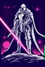 Placeholder: retro fantasy art of a heroic space knight with laser sword