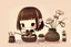 Placeholder: contented cute chibi girl making ikebana