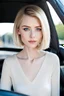 Placeholder: Beautiful woman, french, 22 years old, (pale:1.5) skin, light-blue eyes, blond (straight:1.5) short hair, slim, lady, without makeup, inside a car