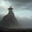 Placeholder: franz frazetta style, watchtower on hill, amon hen, lord of the rings, heavy clouds, dusk, storm in the distance