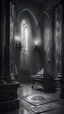 Placeholder: Ancient civilization. Secret society in cahoots in a gothic room in gray tones in a gloomy style