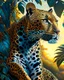 Placeholder: Leopardo en la Selva cuerpo completo árboles detallados elegante obra de arte colores contrastantes pintura al óleo detallada arte Bau Haus hiperdetallada impactante intrincada geométrica sombra 3D arte gráfica iluminación cinematografica 8k cielo soleado nubes coherente cuerpo completo