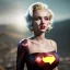 Placeholder: Realistic image classic superhero portrait, waist up view, blonde woman, sweet Marylin Monroe face, perfect iris, glow eyes, classic super hero dress, highly detailed, unreal engine 5, ray tracing, RTX, lumen lighting, ultra detail, volumetric lighting, 3d, finely drawn, high definition, high resolution.