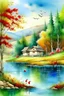 Placeholder: Turkey sweeth home with beautiful nature water color painting