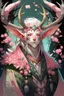 Placeholder: Pink hair spring cherry blossom Eladrin Male antlers beard druid of the stars