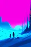 Placeholder: winter scene, abstract, vaporwave, sniper in the distance