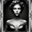 Placeholder: romantic fantasy spray painting,bw, portrait of poet, foliage frame