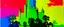 Placeholder: A rainbow empire with a giant castle painted by Andy Warhol