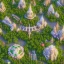 Placeholder: a city made from nature , big tree houses , green elf citizens, cute white elf singing on the middle of the city , from sky view ,4k , realistic