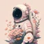 Placeholder: "floral astronaut" hand-drawn digital art, muted tones, flowers everywhere, REALISTIC, anime, 4k, colorful