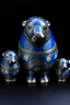 Placeholder: A dark blue water elemental hippo designed in Matryoshka dolls painted by the Limbourg brothers