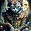 Placeholder: Harlequin cat patchwork art by cameron gray epic poster, Hyper realistic monster clown. sits on a pile of bones and skulls watercolor painting, Jean-Baptiste Monge style, bright, beautiful in spring, splash, big perfect eyes, rim lighting, lights, magic, fantasy, digital art, wlop, artgerm and james jean Modifiers: 8k cinematic lighting photorealistic 4K 3D crisp quality hdr Ultra realistic Gian Lorenzo Bernini Geometric and cubist