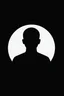 Placeholder: Flat minimal icon of a person silhouette, solid black color, inside a thin white circular outline, black background, clean vector, no gradients