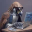 Placeholder: falcon as a hacker using the computer
