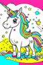 Placeholder: kids illustration, an unicorn image, cartoon style, thick line, low details, vivid color