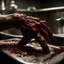 Placeholder: hand gripping with oozing fluids and rotten flesh, horrifying horror movie scene, realistic, practical effects, shot on film