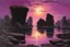 Placeholder: purple sky, rocks, sci-fi, lake, friedrich eckenfelder and henry luyten impressionism paintings