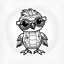 Placeholder: coloring page, no shadow, no shading , minimalistic art , High Quality Pixels a Cute and Playful kawaii Kookaburra robot, add sunglass , thick line , blod line, very low details, with white background, simple coloring page