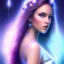 Placeholder: beautiful woman with long hair look the stars and northern aurora blue turquoise lights, blue, pink,