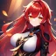 Placeholder: girl, masterpiece, best quality, volumetric lighting, detailed outfit, perfect eyes, red hair, orange eyes, long hair, honkai impact outfit,