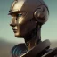 Placeholder: Robot cute profile head portrait, warrior costume, village, meditation, 8k quality