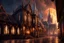 Placeholder: A magical town, beautiful architecture, calm, pleasant, city of the night, magic, digital art, gothic, by Gregor Narholz. fantasy concept art, exquisite realism, a masterpiece, dynamic lighting, hyper detailed, intricately detailed, deep color, Unreal Engine, volumetric lighting , Epic cinematic brilliant stunning intricate meticulously detailed dramatic atmospheric maximal,