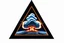Placeholder: a nuclear explosion cloud, behind an orange glowing omega like shape, all inside an equilateral triangle opening, that is like a doorway to a different world, radiant lines, sci-fi fantastic