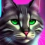 Placeholder: Cat, black, hyperrealism, masterpiece, expert, 8K, sharp focus, cinematic lighting, pink, green, blue