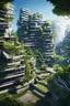 Placeholder: photo of an awesome sunny day environment concept art on a cliff,, architecture by kengo kuma with village, residential area, mixed development, highrise made up staircases, balconies, full of clear glass facades, cgsociety, fantastic realism, artstation hq, cinematic, volumetric lighting