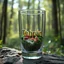 Placeholder: Create hyper-realistic photo of a glass tumbler in a wild forest. Inside, a miniature [Tehran] with landmarks. A trasparrent 3D text of [Tehran] blends naturally into the landscape . Soft bright daylight, reflections, and subtle imperfections like fingerprints. DSLR quality, sharp focus.