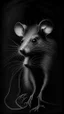 Placeholder: pencil drawing of rat, Spooky, scary, halloween, black paper