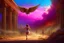 Placeholder: View of Elysium with winged females flying over people running away in fear
